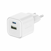 SWISSTEN polnilec GaN 1x USB-C 20W PD,1x USB-A 18W, bel