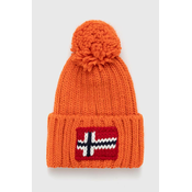 Kapa s dodatkom vune Napapijri boja: narancasta, od debelog pletiva