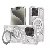 Hibridni ovitek Carbon Shield Pro za iPhone 15 Pro - white transparent