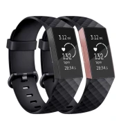 BStrap Fitbit Charge 3 Silicone Diamond (Small) pašček, Black