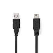 Nedis USB kabel | USB 2.0 | USB-A moški | USB Mini-B 5 polni moški | 480 Mbps | Ponikljano | 2,00 m | Okrogla | PVC | Črna | Oznaka