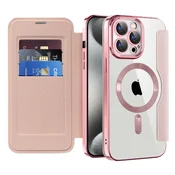 Torbica SmartMag Book s MagSafe tehnologijom i RFID novcanikom za iPhone 15 Pro - pink