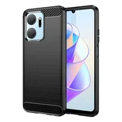 HURTEL Carbon Case etui za Honor Play 40 Plus/Honor X7a, prožna silikonska karbonska ovitek, črn