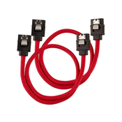 Corsair Premium Sleeved SATA-Kabel, rot 30cm - 2er Pack CC-8900250