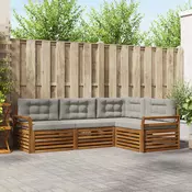 Set vanjskih sofa 4 kom. Prirodna i svijetlo siva