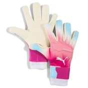 PUMA ULTRA Ultimate RE-CHARGE Hybrid Goalkeeper Gloves Youth, Accessories, Sunset Pink/Hero Blue/White, 9.5