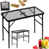 shumee Zložljiva kamping miza, raztegljiva kamping miza, vrtna miza, 2 v 1, 80 x 40 cm