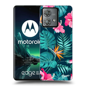 Silikonski prozorni ovitek za Motorola Edge 40 Neo - Pink Monstera