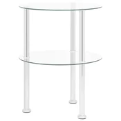 Vidaxl 2-nadstropna stranska mizica prozorna 38 cm kaljeno steklo