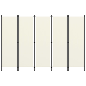 Sobna pregrada s 5 panela bijela 250 x 180 cm