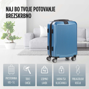 SCANDINAVIA potovalni kovček Carbon Series (60l), moder