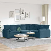 Modularna sofa s jastucima, plava baršunasta