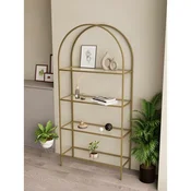 Hanah Home Linda polica za knjige 80 × 172 × 30 cm, zlatna / providno staklo