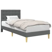 Vidaxl Konstrukcija postelje z vzglavjem Temno siva 80 x 200 cm Blago