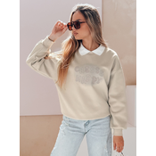 Bluza damska oversize z nadrukiem HAPIRES cappuccino Dstreet