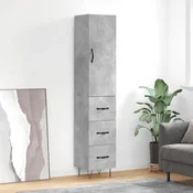 Vidaxl Visoka omara betonsko siva 34,5x34x180 cm inženirski les