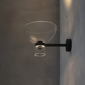 FLOS LED-stenna svetilka Nocturne Bowl, črna, steklo, z možnostjo zatemnitve - Hodnik - Dizajn - črna, prosojna - Aluminij