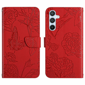 Eleganten etui/ovitek za  Samsung A55 5G, Rdeč, metulji