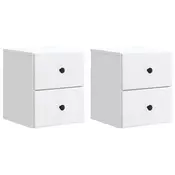 vidaXL Stenski nočni omarici s predalom 2 pcs Bela 34,5 x 33 x 40 cm