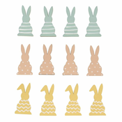 Rayher. Leseni okraski, Zajčki, pastelni, samolepilni, 4x2cm, set12