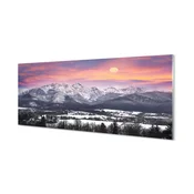 tulup.si Slika na akrilnem steklu Mountain pozimi 140x70 cm 4 obešalnika