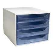 Škatla za shranjevanje dokumentov, plastična, 4-predalna, EXACOMPTA Ecobox Linicolor, ledeno modra