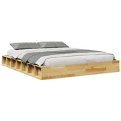 Vidaxl posteljni okvir brez vzmetnice 160x200 cm masivni les hrast