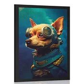 Plakat modro zlati pes - 60x90 no frame