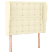Vidaxl Vzglavje z ušesi krem 83x23x118/128 cm umetno usnje