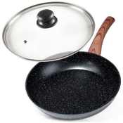 shumee Granitna ponev s steklenim pokrovom BLACK&WOOD 26 cm