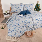 Božična posteljnina Buddy modra EMI, Standardni enojni posteljni komplet vključuje 1x 140x200 + 1x 70x90