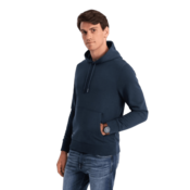 OMBRE Moška bombažna jopa s kapuco BASIC temno modra MDN126898 L