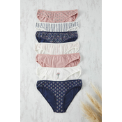Trendyol Blue-Multicolored 7-Pack Cotton Floral Classic Knitted Panties