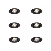 Komplet 6 vgradnih reflektorjev črne barve, nagibni 8,2 cm, vklj. LED Dim to Warm IP54 Ultra Slim - Pupil