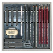 Umjetnički set Cretacolor SILVER BOX u drvenoj kutiji 17-dij.