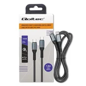 Qoltec kabel usb 2.0 tipa c | usb 2.0 tipa c 100w | qc 3.0 | pd | 1,5 m | črna