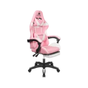 Krüger&Matz Warrior GX-150 gaming stolica s osloncem za noge, bijelo-ružicasta, do 150 kg