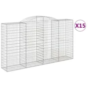 Vidaxl Obokane gabion košare 15 kosi 300x50x160/180cm pocinkano železo