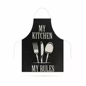 Kuhinjski predpasnik my kitchen, my rules imitacija lanu odrasli 68x52 cm