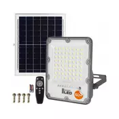 LED prigušiva solarni reflektor LED/50W/3,2V 5000K 6000 mAh IP65 crna + daljinski upravljac