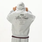 Cropp - Dukserica s kapuljačom s rajsferšlusom i printom - light grey