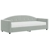 Greatstore Dnevna postelja z vzmetnico svetlo siva 80x200 cm žamet