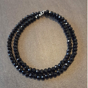 Ogrlica sa kristalima – crna – 54cm Srebro 925 + KUTIJA