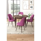 Hanah Home Set Trpezarijski sto i 4 stolice, Ljubičasto-braon