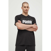 Pamucna majica Puma za muškarce, boja: crna, s tiskom, 680177
