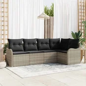 Sjedeća garnitura za vrt 5 kom. Svijetlo siva poliratan Svjetlosiva 232,5 x 122,5 x 69 cm