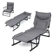 COSTWAY Vrtni ležalnik z naslonom za glavo in nastavljivim naslonom 180 x 66,5 x 38 cm, (5000233904)