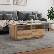 vidaXL Klubska mizica z LED lučkami artisan hrast 90x49x40 cm