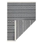 eoshop Preproga TWIN 22996 geometrijska, črte iz bombaža, obojestranska, okolju prijazna, s krajci - črna/krem ( - Velikost: 80x150 cm)