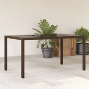 Vrtni stol sa staklenom plocom smedi 150x90x75 cm od poliratana